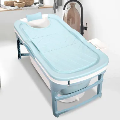 Productafbeelding van Opvouwbare badkuip - Klapbad Mobiele bad - Ontspannen thuis - Inclusief massage rollers - 132 x 60 x 50 cm