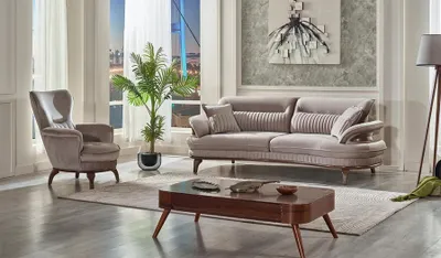 Produktbild von Sofagarnitur 2tlg Wohnzimmer Komplett 3+1 Sitzer Modern Design Polstermöbel