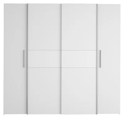 Produktbild von Forte KALIXTUS Kleiderschrank 200, moderner Dreh-/Schwebetürenschrank, 4-türig, Einlegeböden, Kleiderstangen, Holzwerkstoff, Weiß, 200,1 cm breit x 190,5 cm hoch x 61,2 cm tief