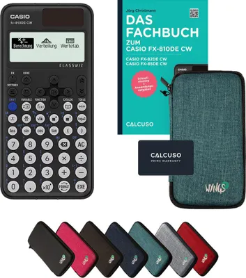 Produktbild von Casio fx-810DE CW inkl. Schutztasche Türkis & Fachbuch (96 Seiten, DIN A5) – Wissenschaftlicher Rechner – Smart Set