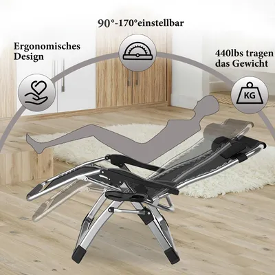 Immagine prodotto di Sedia da giardino pieghevole con poggiatesta e portabicchieri, comoda poltrona relax per giardino, spiaggia e balcone