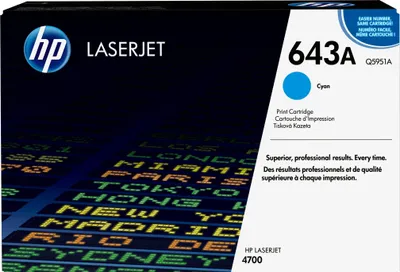Produktbild von HP 643A Cyan Original LaserJet Tonerkartusche, 10000 Seiten, Cyan, 1 Stück(e)