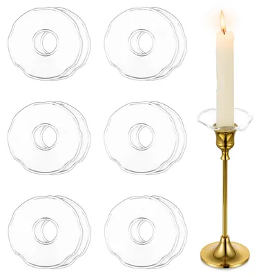 Kerzentropfenfänger aus Glas, 12 Stück, rund, klar, Ø 7 cm