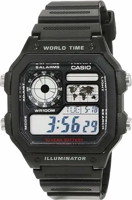 Zdjęcie produktu dla Zegarek CASIO AE-1200WH-1AVEF, Chronograf, Alarm, Wodoodporny 10 Bar, Czarny, Illuminator
