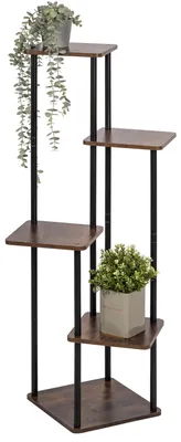 Produktbild von eluno Pflanzenständer, Blumenregal mit 5 Ablagen aus MDF-Holz und Metall