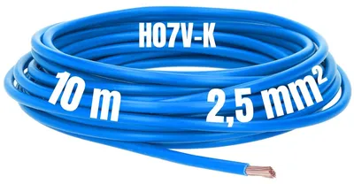 Image de Kalitec 10 mètres H07V-K 2,5 mm² bleu Câble de câblage I Conducteur flexible I Conducteur unique en PVC I Toron 2,5mm2 I Câblage filaire fin I Conducteur unique I Câble monofilaire I Fil de commutation