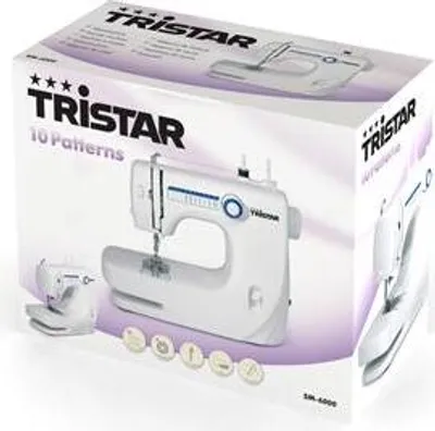Zdjęcie produktu dla Tristar SM-6000, Biały, Automatyczna maszyna do szycia, Szycie, Przyciski, obrotowy, Prąd elektryczny, 9 W