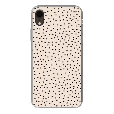 Produktbild von MuchoWow® Handyhülle Schutzhülle Hülle für iPhone XR Polka dot - Beige - Schwarz Silikon Softcase Handy Hülle - Schutzdeckel