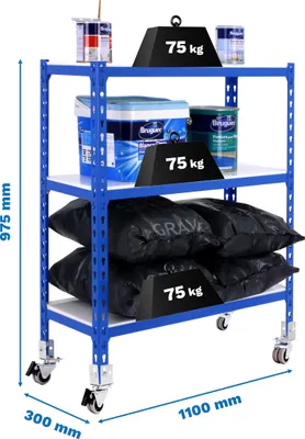 Produktbild von SIMONCLICK MOBILE SUPERPLUS 3/300 900 Metallregal BLAU/WEISS