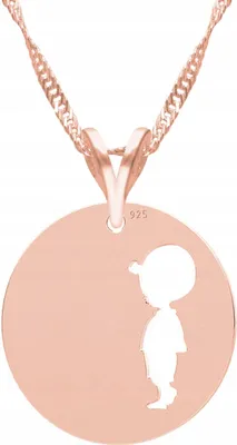 Immagine prodotto di Collana di famiglia placcata oro con motivo di ragazzo, distintivo della famiglia del ragazzo, argento 925