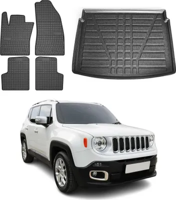 Immagine prodotto di Fußmatten & Kofferraumwanne Set für Jeep Renegade 2014-2024 Gummi Schwarz 5x