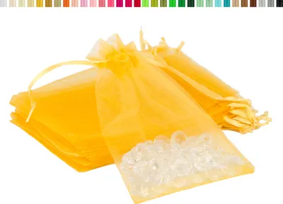Organzasäckchen 10x15cm gelb zitronengelb goldgelb limonengelb zitrone sonnengelb