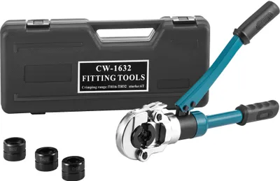 Produktbild von VEVOR Presszange TH16, TH20, TH25, TH32 mm, Crimpzange Presszange 8 T Presskraft, Rohrpresszange mit um 360° Drehbarem Kopf, Ergonomischem Gummigriff, Manuellem Kolbenventil, Hydraulische Druckklemme