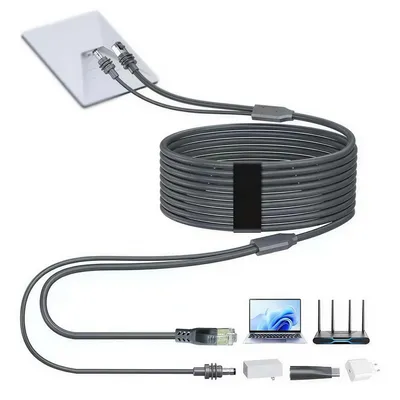 Produktbild von Elfcam - 3-in-1 Kabel für Starlink Mini - USB-C Stromversorgung + Starlink Mini Standard, RJ45 CAT6 Stecker für Erweitertes Netzwerk, 10 Meter