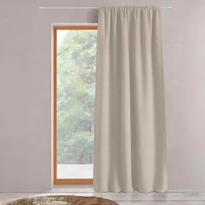 Image de Rideau à galon fronceur Effet Lin Beige 140x280cm MERVORA