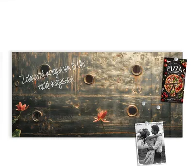 Produktbild von Magnettafel 100x50cm Pinnwand Whiteboard beschreibbar - Metallplatte Vintage
