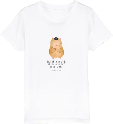 Produktbild von Mr. & Mrs. Panda Kleinkinder T-Shirt Hamster Hut 12-14 Jahre (152/164) - Weiß - Geschenk, Lustige Sprüche, Teenager, Zylinder, Öko Kinder, Shirts für, Zauberer, Magier