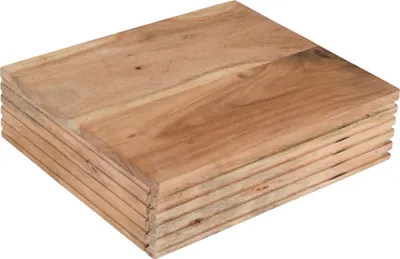 Produktbild von Wandboard Leona | mit Schublade | Akazienholz massiv | Farbe: Natur | 30x25x8 cm | Wandkonsole/Regal mit gerillter Optik