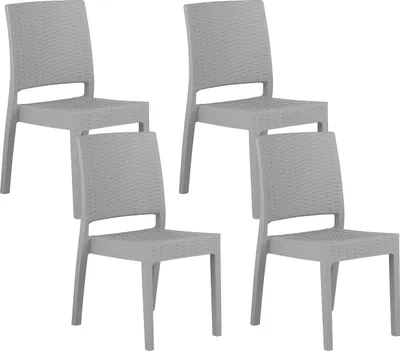 Produktbild von BELIANI Gartenstühle im 4er Set Hellgrau Rattanoptik Outdoor Balkon