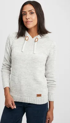 Produktbild von OXMO Philla Damen Strickpullover Kapuzenpullover Grobstrick Pullover mit Kapuze 100% Baumwolle Regular fit