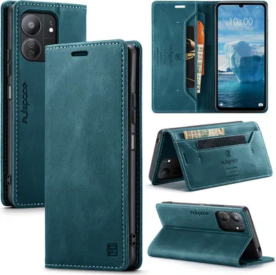 Immagine prodotto di Custodia Redmi 13C, Custodia retrò in Finto cuoio, supporto e custodia protettiva per Xiaomi Redmi 13C/Poco C65 blu