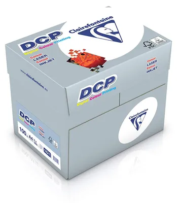 Produktbild von Clairefontaine Druckerpapier DCP in satiniertem Weiß / 5 x 500 Blatt in DIN A4 mit 100 Gramm / Premium Kopierpapier für farbintensiven Bilderdruck