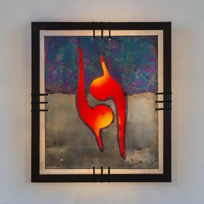 Obrázok produktu pre Dekoratívny obraz z kovu, plastu a prírodných materiálov, farebný, 75 x 85 x 2 cm, pätica E14