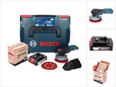 Produktbild von Bosch GEX 18V-125 Professional Akku Exzenterschleifer 18 V 125 mm Brushless + 1x Akku 2,0 Ah + 1x Toolbrothers TURTLE Schleifset + L-BOXX - ohne Ladegerät