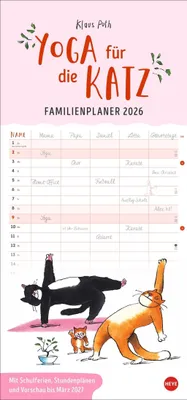 Produktbild von Puth Yoga für die Katz Familienplaner 2026: Witziger Katzen-Kalender mit gelenkigen Samtpfoten. Termin-Kalender mit 5 Spalten für Übersicht und Planun