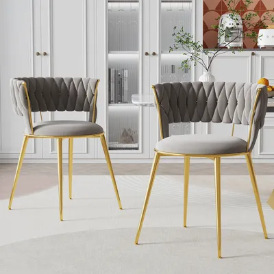 Obrázek produktu pro AIORBER jídelní židle, sada 2 ks, s područkami, samet, čalouněná, pohodlná, opěradlo s područkami, do jídelny, ložnice, 57 x 55 x 70 cm, šedá