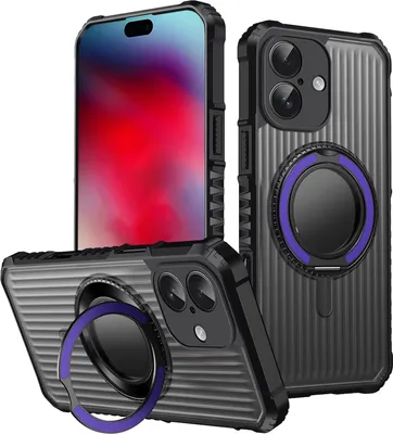 Produktbild von MagSafe Hülle für Apple iPhone 17 mit 360 Grad Ring Halter Kameraschutz Lila