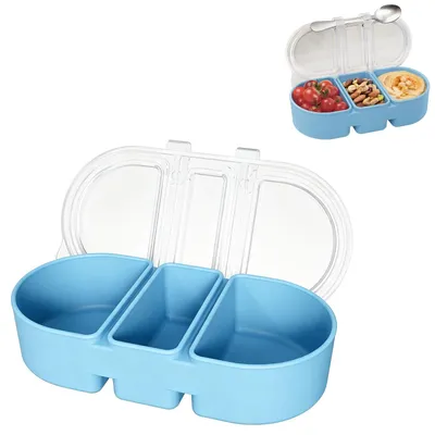 Produktbild von Wiederverwendbare Bento-Box mit Snackbehälter, unterteilt in 3 Fächer