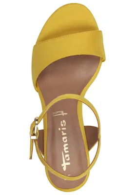 Produktbild von Tamaris Damen Sandale Sandalette Stoff überzogener Absatz 1-28028-42, Größe:41 EU, Farbe:Gelb