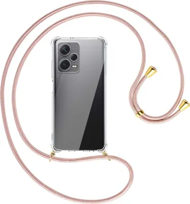 Produktbild von Handykette Backcover-Schutzhülle mit Band (Metall goldfarben) für Xiaomi Redmi Note 12 Pro Plus - roségold