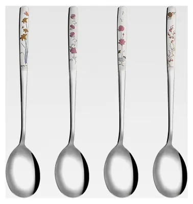 Produktbild von 4 Stück Lange Löffel Set 20,7 cm Edelstahl für Latte Macchiato, Eiskaffee, Eistee und Milchshake