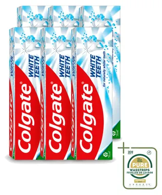 Produktbild von 6 x Colgate White Teeth Zahnpasta - 75 ml - Vorratspackung - 6 Stücke