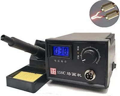 Produktbild von Malování ohněm, stanice pro malování ohněm, hořák na dřevo s držákem, stroj na malování ohněm 60W 220V s 20 kusy hořících hrotů (1 dřevěný skobble digitální displej)