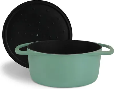 Produktbild von SPRINGLANE Cocotte mit Deckel - Gusseisen Topf Bräter Schmortopf Kochtopf Induktion - 24 cm rund, 4 l - Mint