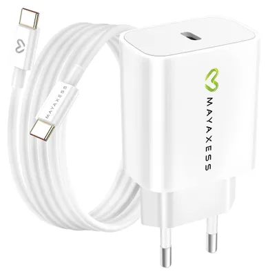 Produktbild von Mayaxess, 20W Netzteil für Fairphone 4 + USB-C Kabel 1m, Weiß