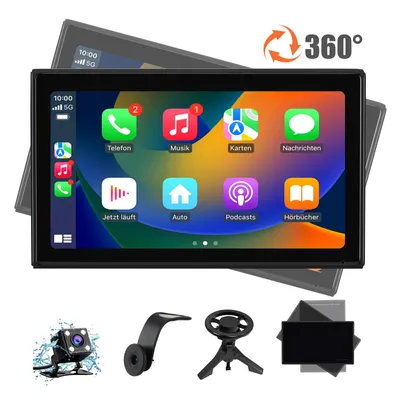 Obrázek produktu pro 9palcová univerzální navigace Android Auto Carplay Bluetooth pro automobily, zadní kamera, displej nastavitelný v úhlu 360°