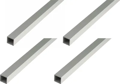 Produktbild von Alberts 4 x Vierkantrohr, Aluminium, 25 x 25 x 1,5 mm, Länge 2 m, silberfarbig eloxiert