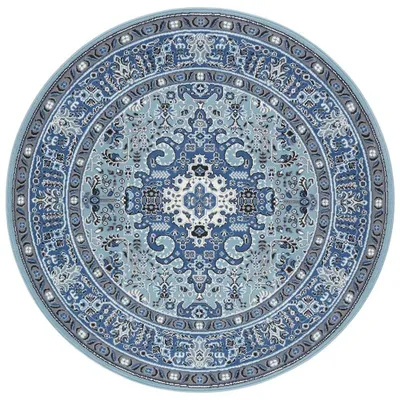 Zdjęcie produktu dla Okrągły orientalny dywan krótki vintage niebieski 160 cm do salonu