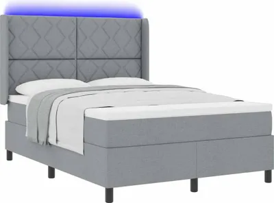 Produktbild von Boxspringbett mit Matratze Hellgrau 140 x 190 cm Stoff