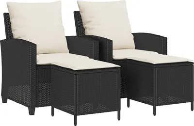 Zdjęcie produktu dla vidaXL 4-częściowa sofa ogrodowa z poduszkami z czarnego polirattanu
