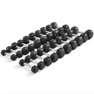 Immagine prodotto di PH Fitness Hexa Dumbbell Set 1-10KG [incrementi di 1KG] - 10 coppie di manubri in gomma - Pesi esagonali per palestra, CrossFit e allenamento della forza con antiscivolo