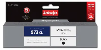 Immagine prodotto di Activejet AH-973BRX ink (replacement for HP 973XL L0S07AE; Premium; 220 ml; black)