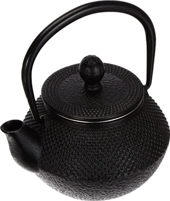 Gusseiserne Teekanne, 0,3 l, schwarz mit Filter