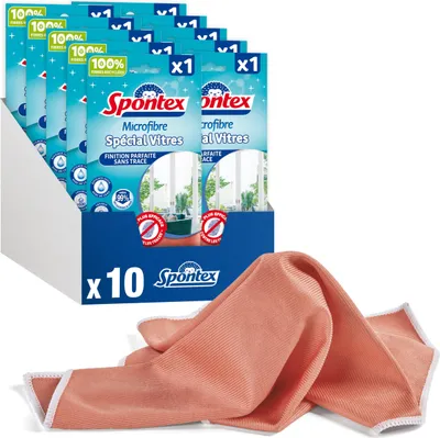 Obrázek produktu pro Spontex - Utěrky z mikrovlákna na čištění oken (40 x 40 cm) - 10 kusů