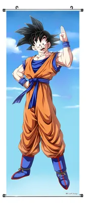 Obrázek produktu pro Velký svitkový obraz Dragon Ball | Kakemono z látky | plakát 100x40cm | motiv: Son Goku