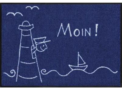 Wasbare deurmat Leuchtturm 50x75 cm blauw/weiß